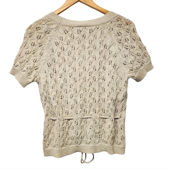 LOFT Cream Lace Knit Tie Up Sweater - Picture 2 of 7